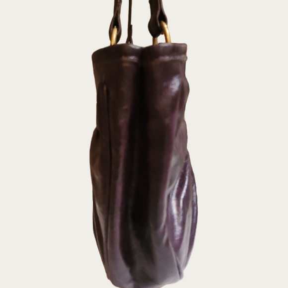 Y2K Gramercy Designs Chunky Capacious Purple Pleated Faux Leather Bag, EUC - Picture 6 of 16